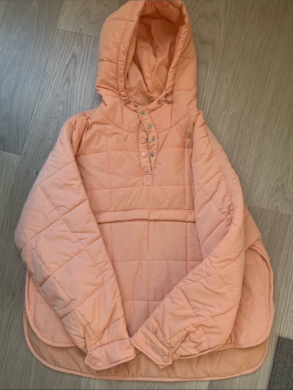 Quilted Pullover Hooded Jacket - Peach